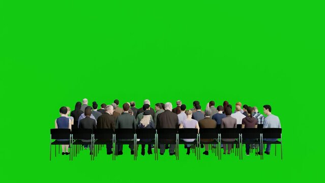 Rear View 3d Audience in Front of Green Screen