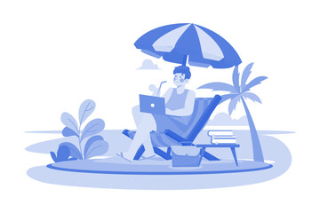 Freelancer Working On The Beach