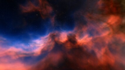 bright nebula, nebula in space, majestic red-purple nebula, beautiful space background 3D render