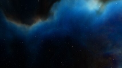 Naklejka na ściany i meble Cosmic background with a blue purple nebula and stars