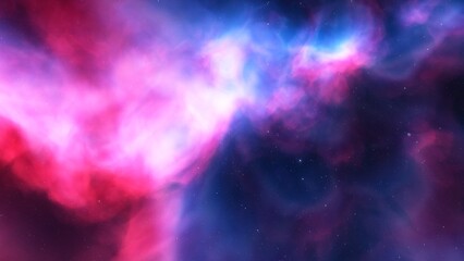 Cosmic background with a blue purple nebula and stars