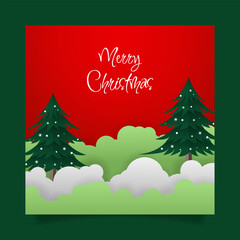 Fototapeta premium Christmas tree in Paper Cut out style. - Vector.
