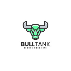 Vector Logo Illustration Bull Tank Simple Mascot Style