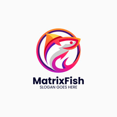 Vector Logo Illustration Fish Gradient Colorful Style