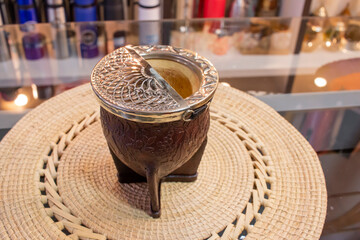 mates rusticos de alpaca, cuerpo, madera calabaza