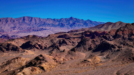 Fototapeta na wymiar The dry desert lands at Boulder City from above aerial view - aerial photography
