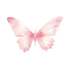 Obraz na płótnie Canvas Watercolor illustration of a pink butterfly, Cute character, Isolated on background.
