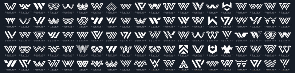collection abstract letter W logo design. modern logotype W design with white color. vector illustration