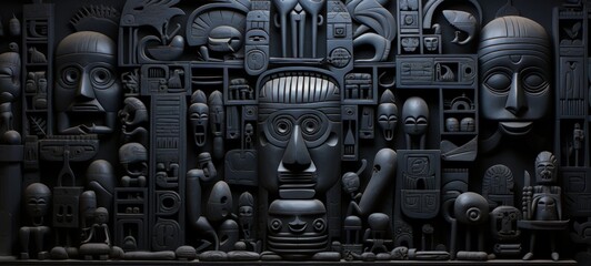 Intricate and Mysterious Dark Shaded Digital Artwork with 3D Effect