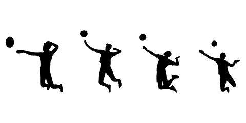 silhouette of volleyball playing sequence