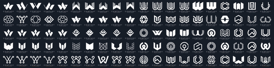 collection abstract letter W logo design. modern logotype W design with white color. vector illustration