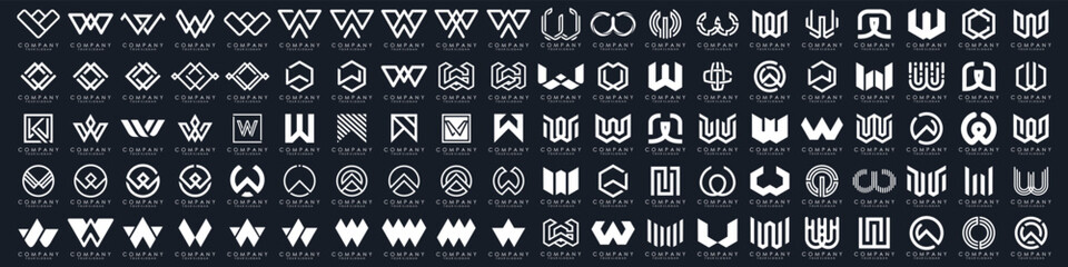 collection abstract letter W logo design. modern logotype W design with white color. vector illustration