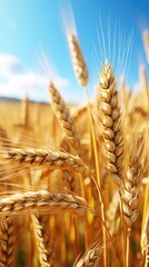 Summertime beautiful wheat field. Generative Ai.
