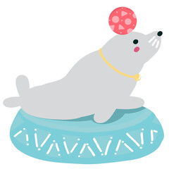 Seal circus for carnival illustration