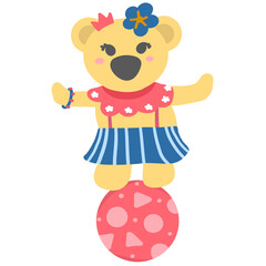 Circus Bear, Bear with ball Illustration