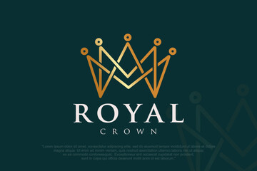 Fototapeta premium Graceful linear crown logo design vector. Creative royal king queen symbol.