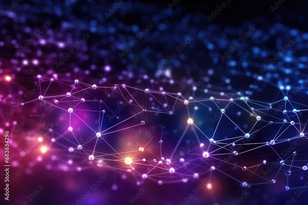 Poster 3d rendering of abstract technology background with connecting dots and lines. network concept, abst