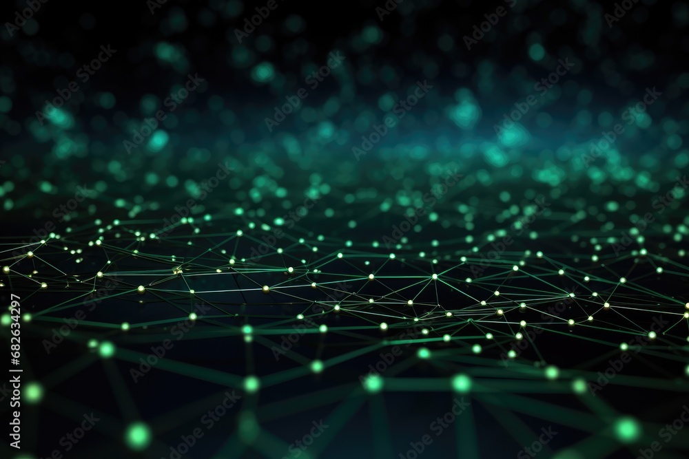 Poster 3d render of abstract digital technology background with connecting dots and lines, abstract digital
