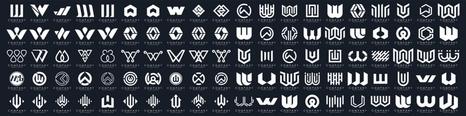 collection abstract letter W logo design. modern logotype W design with white color. vector illustration