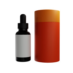 red cosmetic bottle of perfume Serum Bottle isolated 3D mockup illustration, 3D rendering