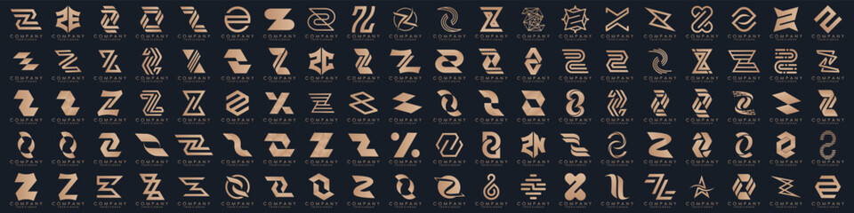 collection abstract letter Z logo design. modern logotype Z design with gold color. vector illustration