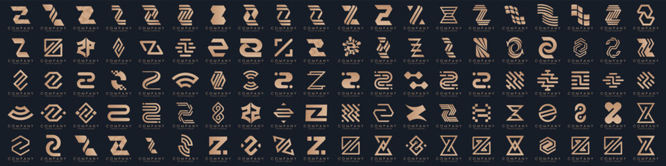 collection abstract letter Z logo design. modern logotype Z design with gold color. vector illustration