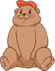 Cute groundhog woodchuck rodent. Happy groundhog day illustration