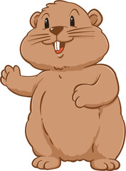 Cute groundhog woodchuck rodent. Happy groundhog day illustration