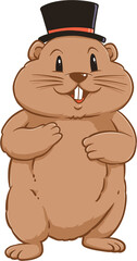 Cute groundhog woodchuck rodent. Happy groundhog day illustration