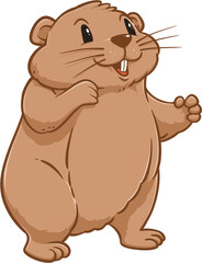Cute groundhog woodchuck rodent. Happy groundhog day illustration