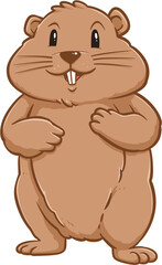 Cute groundhog woodchuck rodent. Happy groundhog day illustration