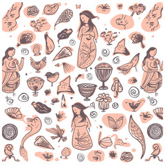 Go to Page
|12345Next
Hand drawn simple elements set. Sketch underlines, icons, emphasis, Hand drawn like kids Mother life pattern design for print including different elements of love and baby flower