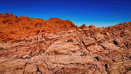 Amazing Red Rock Canyon in the Nevada Desert - aerial view - aerial photography