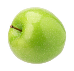 green apple isolated, fresh green apple, transparent PNG, PNG format, full depth of field, single