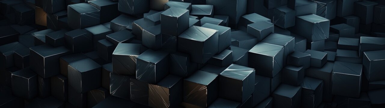 Fototapeta Abstract Black Cube Wallpaper with Depth and Metallic Sheen