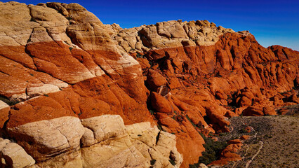 Amazing Red Rock Canyon in the Nevada Desert - aerial view - aerial photography