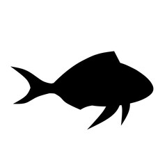 Fish silhouette vector. Tropical fish silhouette can be used as icon, symbol or sign. Freshwater fish icon for design related to animal, wildlife or underwater