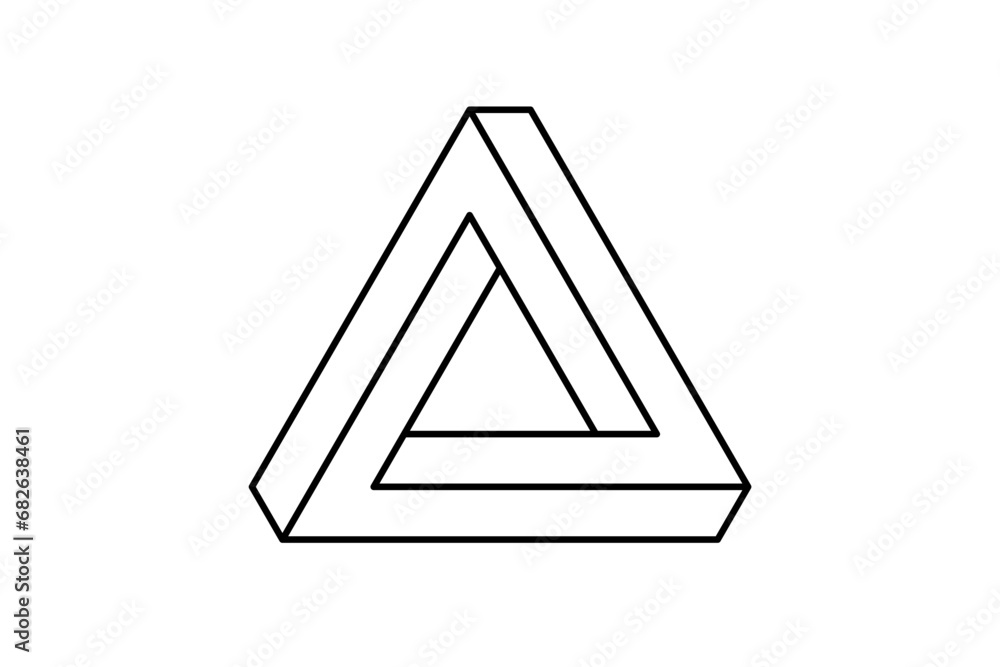 Poster Impossible triangle shape. Optical visual illusion. Triangular Infinite loop symbol. Abstract unreal geometric form. Linear puzzle design element for logo, icon, label, tag. Vector illustration