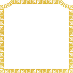 Obraz premium Golden frame Greek meander Square shape horizontal Frame vintage Greek key pattern Greek fret Luxury gold picture frame golden borders retro badge decorative retro badge element