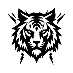 Hand Drawn Silhouette Illustration of a Brave Tiger