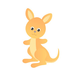 Funny cute kangaroo isolated on white. Cartoon children character. Vector simple illustration of Australian animal.