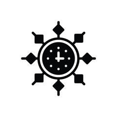 Black solid icon for clock  