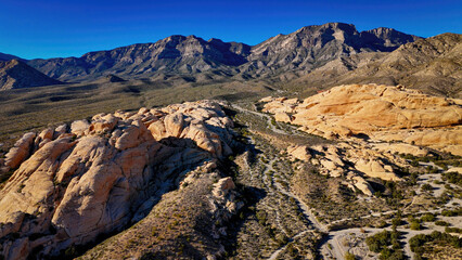 The Nevada Desert and its wonderful landscape and canyons - aerial photography