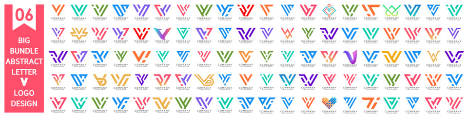 collection abstract letter V logo design. modern logotype V design with colorful. vector illustration