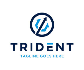 Trident Logo Template Vector Design in circle