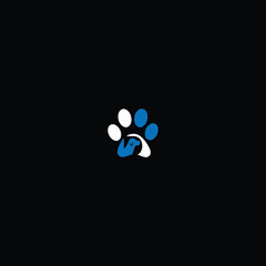 Initial Letter Dog Paw Flame Logo Design Template