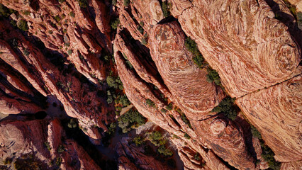 Amazing Red Rock Canyon in the Nevada Desert - aerial view - aerial photography