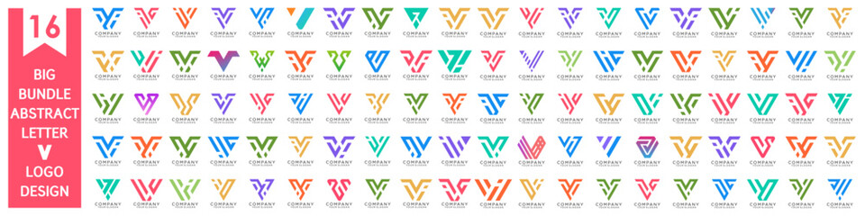 collection abstract letter V logo design. modern logotype V design with colorful. vector illustration