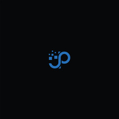Initial Letter JP tech Flame Logo Design Template