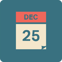Digital png illustration of calendar card with 25th dec text on transparent background